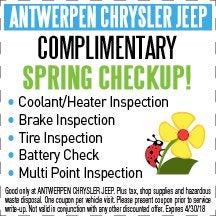 Complimentary Spring Check-up at Antwerpen Chrysler Jeep Service in Baltimore, MD