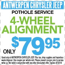 4-Wheel Alignment Only $79.95 at Antwerpen Chrysler Jeep Service in Baltimore, MD