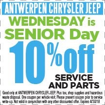 Wednesday is Senior Day - 10% Off Service and Parts at Antwerpen Chrysler Jeep Service in Baltimore, MD