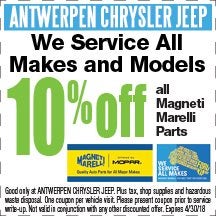 10% Off all Magneti Marelli Parts at Antwerpen Chrysler Jeep Service in Baltimore, MD